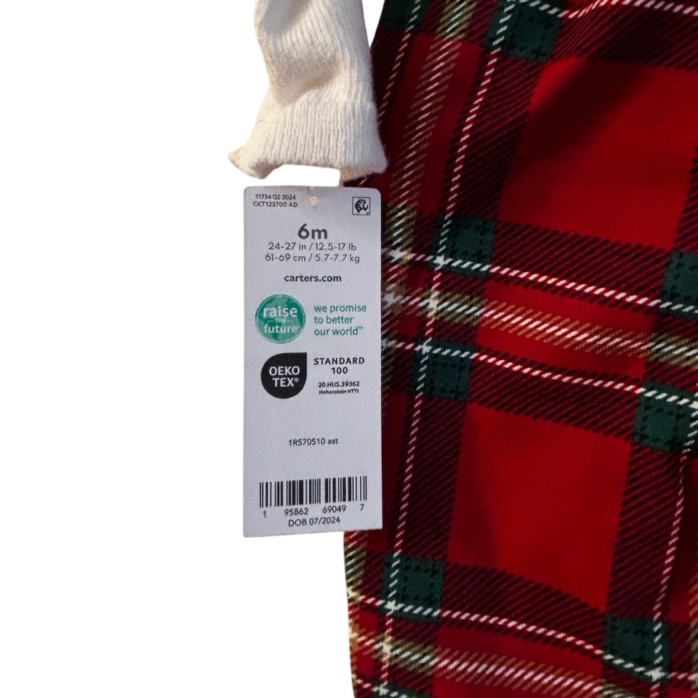 Carter's Red Plaid Pants with White Top NWT 6 months 10 0486 - Picture 6 of 6